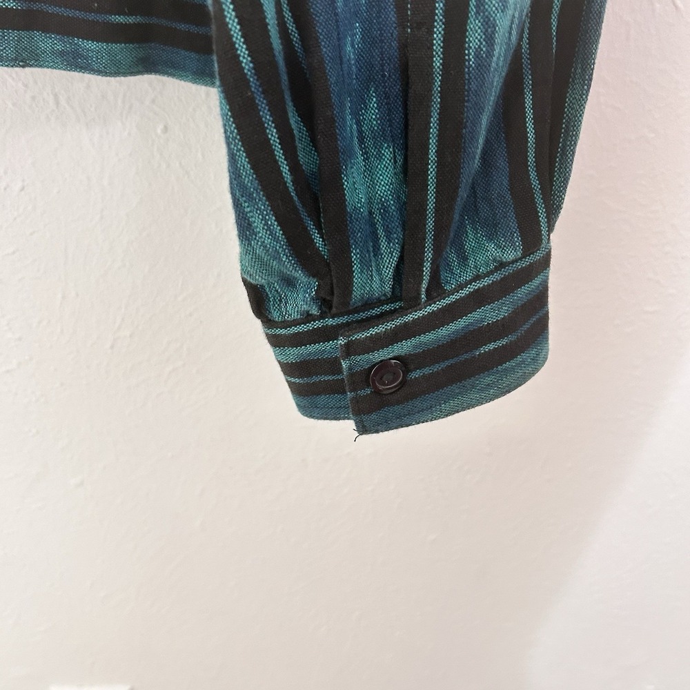 Vintage 80s Teal Blue Striped Cropped Jacket Size XL Colorful Western Southwest - Picture 6 of 10